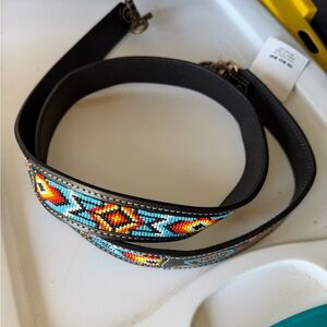 Myra Bag Beaded Leather Strap with Multicolor Design